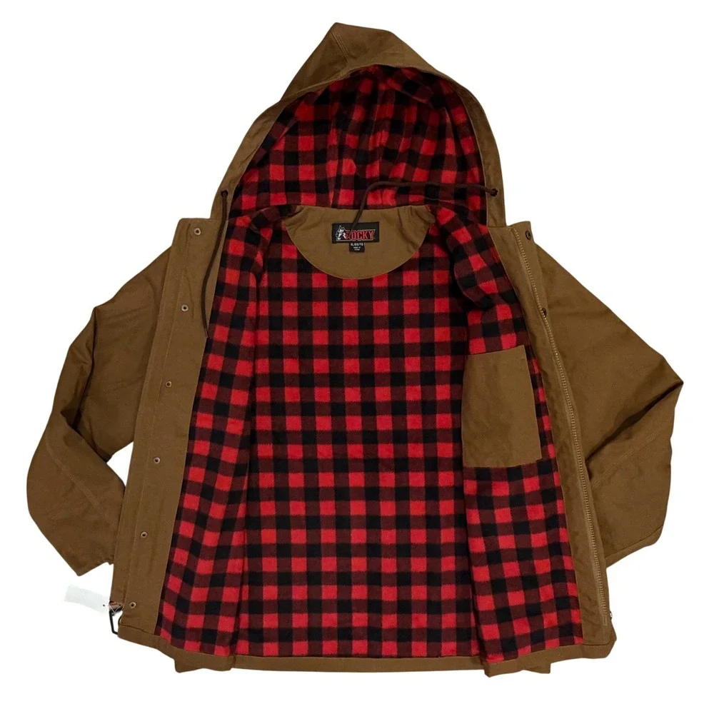 Rocky Ranch Coat Hooded Men XL Tan Lined Canvas Jacket WW00060 **NEW**